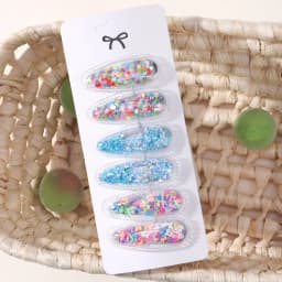 6pcs/set Kids Sequin BB Hair Clips Color Transparent Flowing Sand Bangs Hair Gripes Girl Cute Cartoon Baby Headwear Accessory