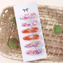6pcs/set Kids Sequin BB Hair Clips Color Transparent Flowing Sand Bangs Hair Gripes Girl Cute Cartoon Baby Headwear Accessory