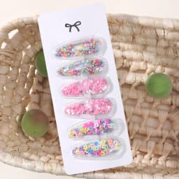 6pcs/set Kids Sequin BB Hair Clips Color Transparent Flowing Sand Bangs Hair Gripes Girl Cute Cartoon Baby Headwear Accessory