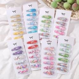 6pcs/set Kids Sequin BB Hair Clips Color Transparent Flowing Sand Bangs Hair Gripes Girl Cute Cartoon Baby Headwear Accessory