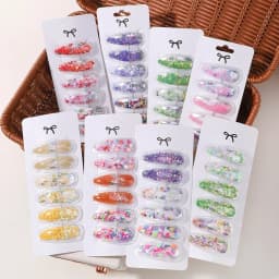 6pcs/set Kids Sequin BB Hair Clips Color Transparent Flowing Sand Bangs Hair Gripes Girl Cute Cartoon Baby Headwear Accessory