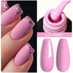 LILYCUTE 7ML Pink Glitter Nail Gel Polish Nude Natural Long Lasting Manicure Soak Off UV LED Nail Art Base Top Coat Gel Varnish