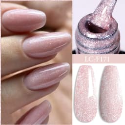 LILYCUTE 7ML Pink Glitter Nail Gel Polish Nude Natural Long Lasting Manicure Soak Off UV LED Nail Art Base Top Coat Gel Varnish