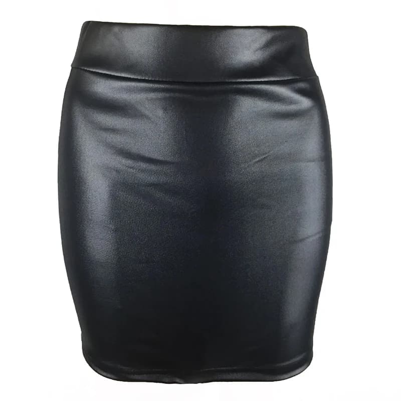 High-waist Tight Hip-hugging Skirt, Sexy Imitation Leather Hottie Skirt