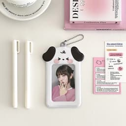 Ins Style Cartoon Puppy Photocard Holder With Keychains Cute 3inch Cards Protect Sleeves For Students