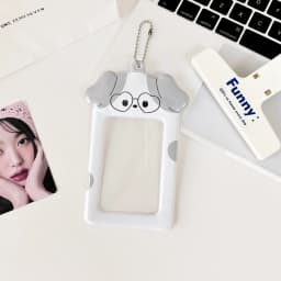 Ins Style Cartoon Puppy Photocard Holder With Keychains Cute 3inch Cards Protect Sleeves For Students