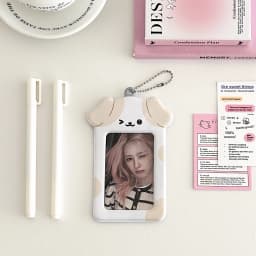 Ins Style Cartoon Puppy Photocard Holder With Keychains Cute 3inch Cards Protect Sleeves For Students