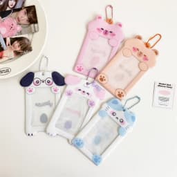Ins Style Cartoon Puppy Photocard Holder With Keychains Cute 3inch Cards Protect Sleeves For Students