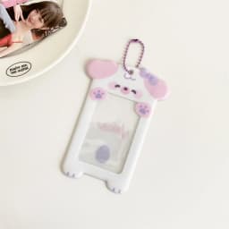 Ins Style Cartoon Puppy Photocard Holder With Keychains Cute 3inch Cards Protect Sleeves For Students