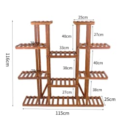 UNHO Multi-Tier Plant Stand, 46in Height Wood Flower Rack Holder 16 Potted Display Storage Shelves Indoor Outdoor for Patio Gard
