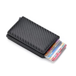 Carbon Fiber Credit Card Holder Wallet Men Rfid Smart Metal Thin Slim Pop Up Minimalist Wallet Small Black Purse Metal Vallet
