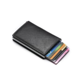 Carbon Fiber Credit Card Holder Wallet Men Rfid Smart Metal Thin Slim Pop Up Minimalist Wallet Small Black Purse Metal Vallet