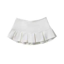 HOUZHOU Terry Fabric Y2K Mini Skirt Women Low Waist Wide Pleat Light Grey Sexy Vintage A-line Pleated Skirt Casual Skort Summer