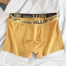 Men's Underwear Men's Wholesale Plus-Size Mid-Waist HELLO Letter Breathable Comfortable Cotton Teen Boxers