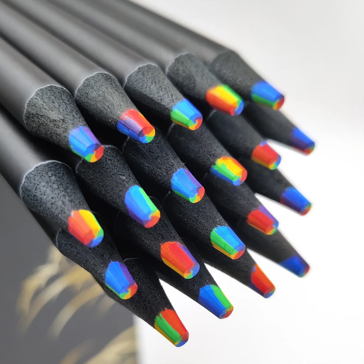 5/10pcs 7-color kawaii black wood rainbow core colored pencil drawing tool wooden pencil art supplies stationery school supplies