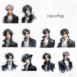 Mr.Paper 10pcs/set Character PET Sticker Pack Retro Teenager Handbook DIY Decoration Material Stickers