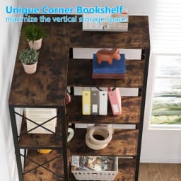 Tribesigns 5-Shelf Corner Bookshelf, Large Modern Corner Bookcase,5-Tier Tall Corner Shelf Storage Display Rack with Metal Frame