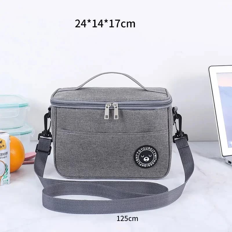 Portable Lunch Bag Food Thermal Box Waterproof Office Cooler Lunchbox With Shoulder Strap Insulated Case