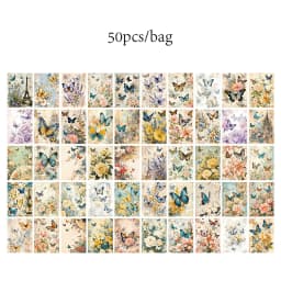 50shetts/set Retro Material Paper Spring Hill Field Series Handbook DIY Decoration Base No Stickiness