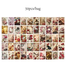 50shetts/set Retro Material Paper Spring Hill Field Series Handbook DIY Decoration Base No Stickiness