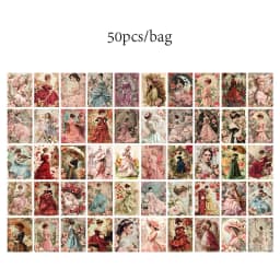 50shetts/set Retro Material Paper Spring Hill Field Series Handbook DIY Decoration Base No Stickiness