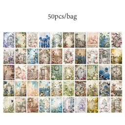 50shetts/set Retro Material Paper Spring Hill Field Series Handbook DIY Decoration Base No Stickiness
