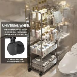 Light Luxury Storage Rack Trolley 2/3/4 Layers Transparent Acrylic Rolling Cart With Removable Hanging Baskets Snacks Bookshelf