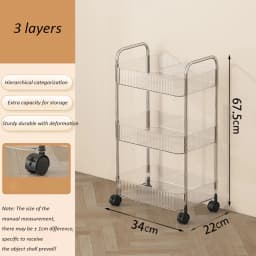 Light Luxury Storage Rack Trolley 2/3/4 Layers Transparent Acrylic Rolling Cart With Removable Hanging Baskets Snacks Bookshelf