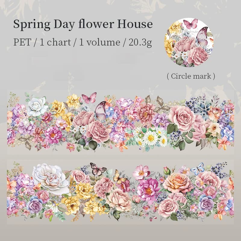200cm/Roll PET Tape Flowers Four Seasons Series Plant Landscaping Handbook DIY Material Loop Sticker