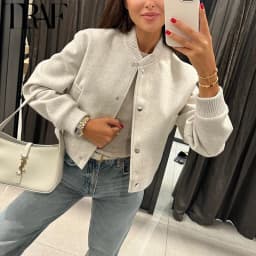 HXAO Cropped Bomber Jackets For Women Autumn Long Sleeve Baseball Jacket Woman Fashion Winter Button Aviator Jackets Streetwear