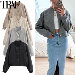HXAO Cropped Bomber Jackets For Women Autumn Long Sleeve Baseball Jacket Woman Fashion Winter Button Aviator Jackets Streetwear