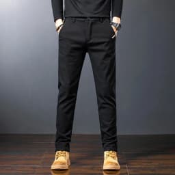 Men's Twill Slim Pants Business Straight Cotton Casual Trousers Brand Fashion Korean Elastic Coffee Black Gray Pant