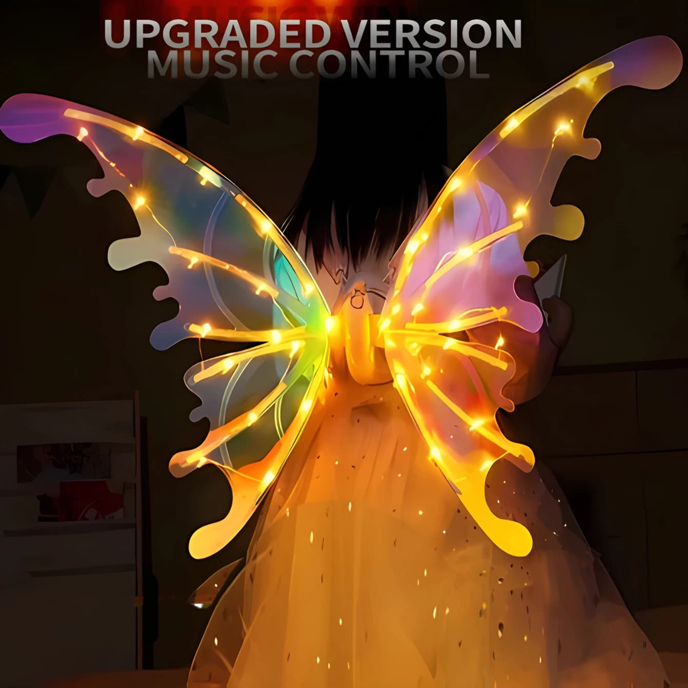 Moving luminous music elf butterfly wings back decoration Indoor/outdoor toy gift No delivery battery