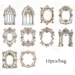 6 Style 10 Pcs/pack Pure White Poetry Series Skeleton Collage Card for DIY Gift Bags Cell Phone Cases and Other Various Handbook