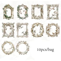 6 Style 10 Pcs/pack Pure White Poetry Series Skeleton Collage Card for DIY Gift Bags Cell Phone Cases and Other Various Handbook