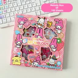 Hello Kitty Sanrio Non-Repeating 100-Piece Sticker Set Cinnamoroll Kuromi Waterproof Stationery Sticker Gift Box Birthday Gift