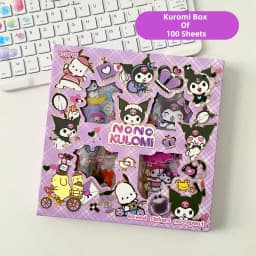 Hello Kitty Sanrio Non-Repeating 100-Piece Sticker Set Cinnamoroll Kuromi Waterproof Stationery Sticker Gift Box Birthday Gift