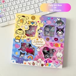 Hello Kitty Sanrio Non-Repeating 100-Piece Sticker Set Cinnamoroll Kuromi Waterproof Stationery Sticker Gift Box Birthday Gift