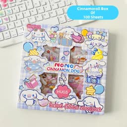 Hello Kitty Sanrio Non-Repeating 100-Piece Sticker Set Cinnamoroll Kuromi Waterproof Stationery Sticker Gift Box Birthday Gift