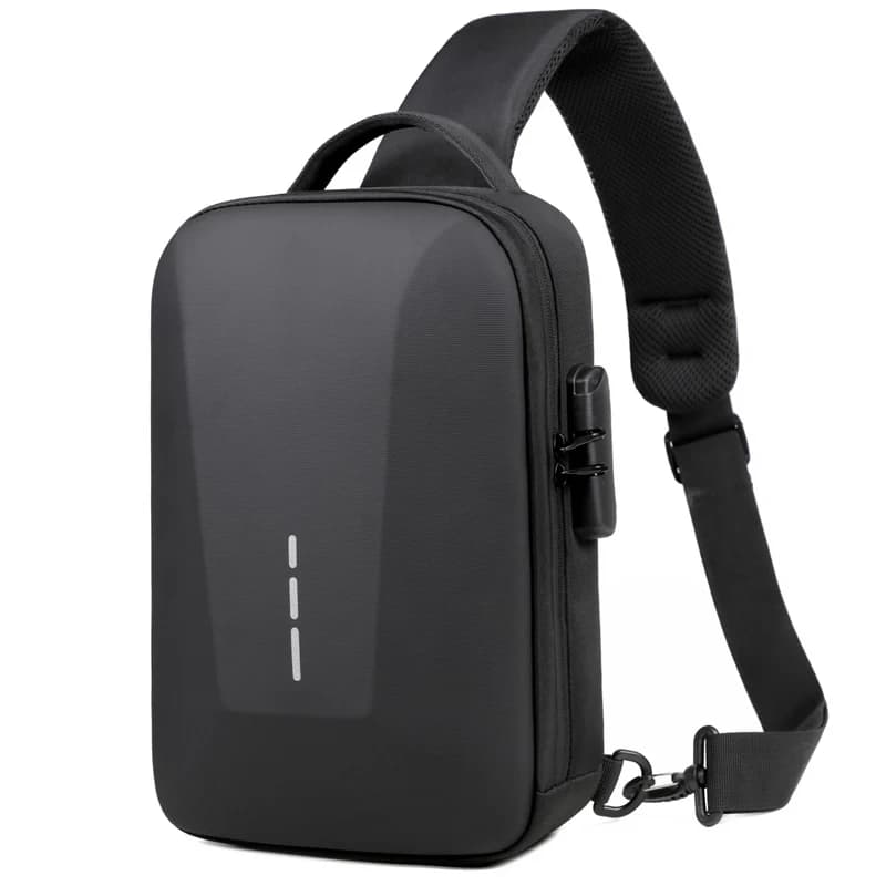 Anti-theft Combination Lock Chest Packs With USB Charging Port Fashion Business Men's Crossbody Bag Travel Storage Shoulder Bag