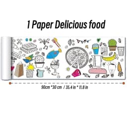 0.9/3M Space Food Animal Canvas Children's Drawing Roll DIY Coloring Paper Roll Color Filling Graffiti Paper-cut Painting School