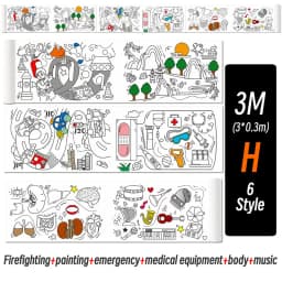 0.9/3M Space Food Animal Canvas Children's Drawing Roll DIY Coloring Paper Roll Color Filling Graffiti Paper-cut Painting School