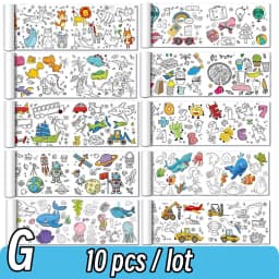 0.9/3M Space Food Animal Canvas Children's Drawing Roll DIY Coloring Paper Roll Color Filling Graffiti Paper-cut Painting School