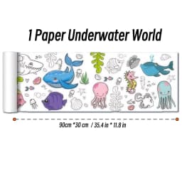 0.9/3M Space Food Animal Canvas Children's Drawing Roll DIY Coloring Paper Roll Color Filling Graffiti Paper-cut Painting School