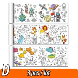 0.9/3M Space Food Animal Canvas Children's Drawing Roll DIY Coloring Paper Roll Color Filling Graffiti Paper-cut Painting School