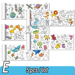 0.9/3M Space Food Animal Canvas Children's Drawing Roll DIY Coloring Paper Roll Color Filling Graffiti Paper-cut Painting School