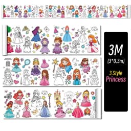 0.9/3M Space Food Animal Canvas Children's Drawing Roll DIY Coloring Paper Roll Color Filling Graffiti Paper-cut Painting School