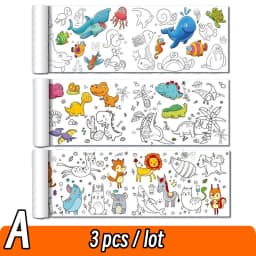 0.9/3M Space Food Animal Canvas Children's Drawing Roll DIY Coloring Paper Roll Color Filling Graffiti Paper-cut Painting School