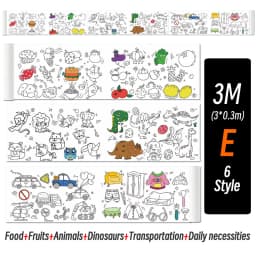 0.9/3M Space Food Animal Canvas Children's Drawing Roll DIY Coloring Paper Roll Color Filling Graffiti Paper-cut Painting School