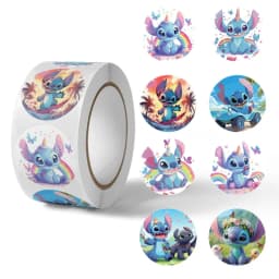 Kawaii 500pcs Disney Stitch Diy Stickers Anime Seal Label Decorative Cartoon kids Party candy Stickers Rolls Stickers Toys